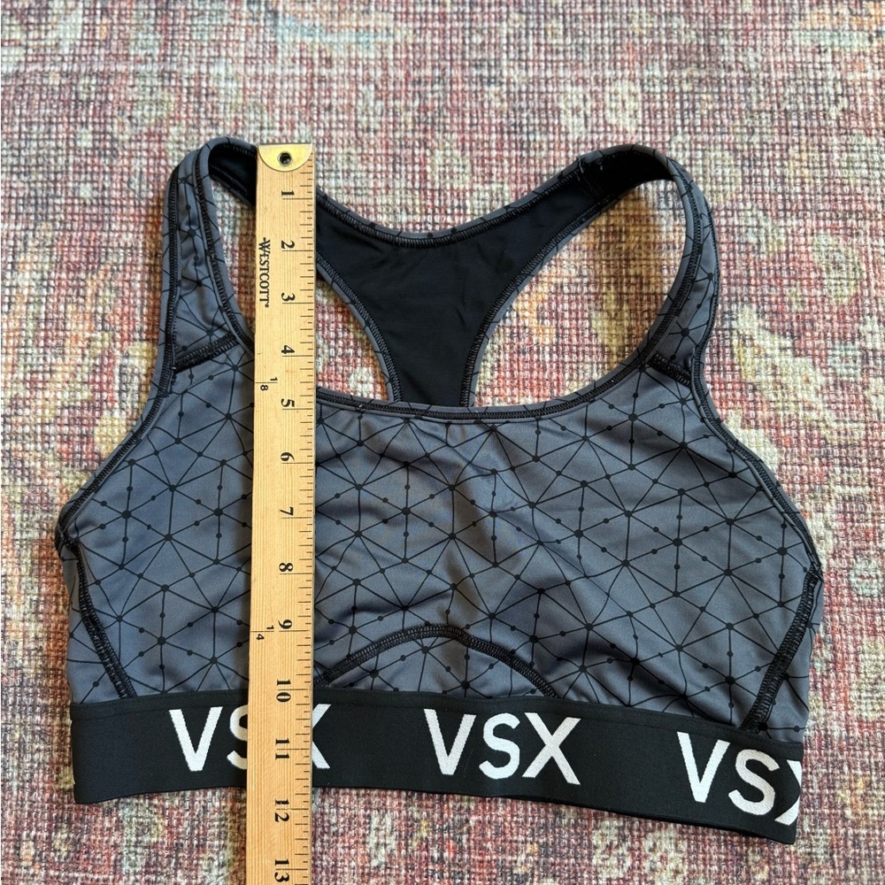 VSX Women's Gray Black Geometric Womens Medium Sports Bra - Picture 3 of 6